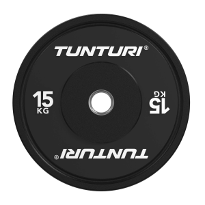 Weight plate TUNTURI Platinum Bumper Plate, black, 50mm, 15 kg