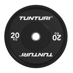 Weight plate TUNTURI Platinum Bumper Plate, black, 50mm, 20 kg