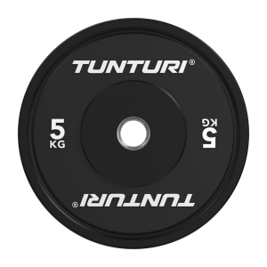 Weight plate TUNTURI Platinum Bumper Plate, black, 50mm, 5 kg