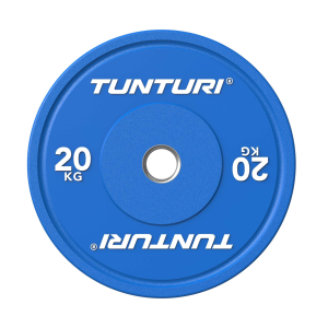 Weight plate TUNTURI Platinum Bumper Plate, blue, 50mm, 20 kg